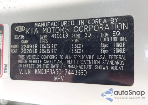 2017 Kia Soul + z USA, uszkodzony, nr VIN KNDJP3A50H7443960